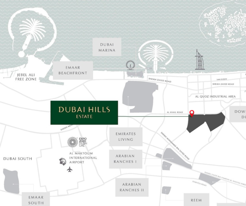 Dubai Hills Estate Location Map