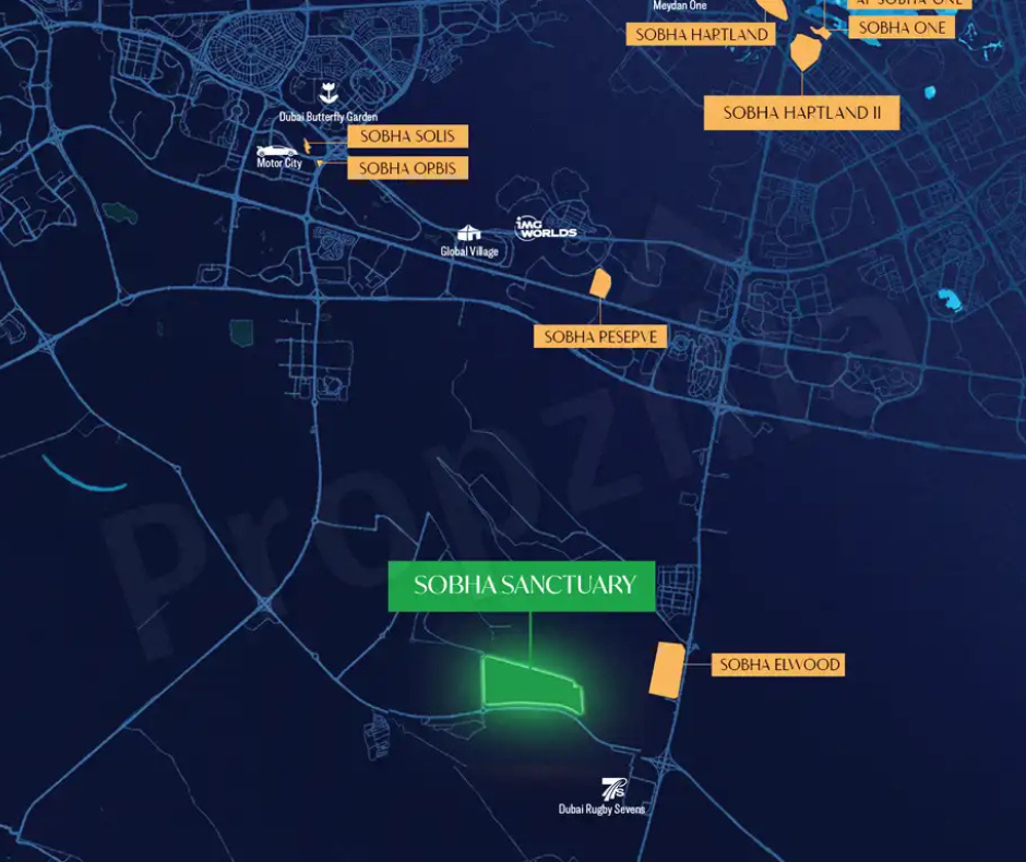 Sobha Sanctuary Dubai Location Map